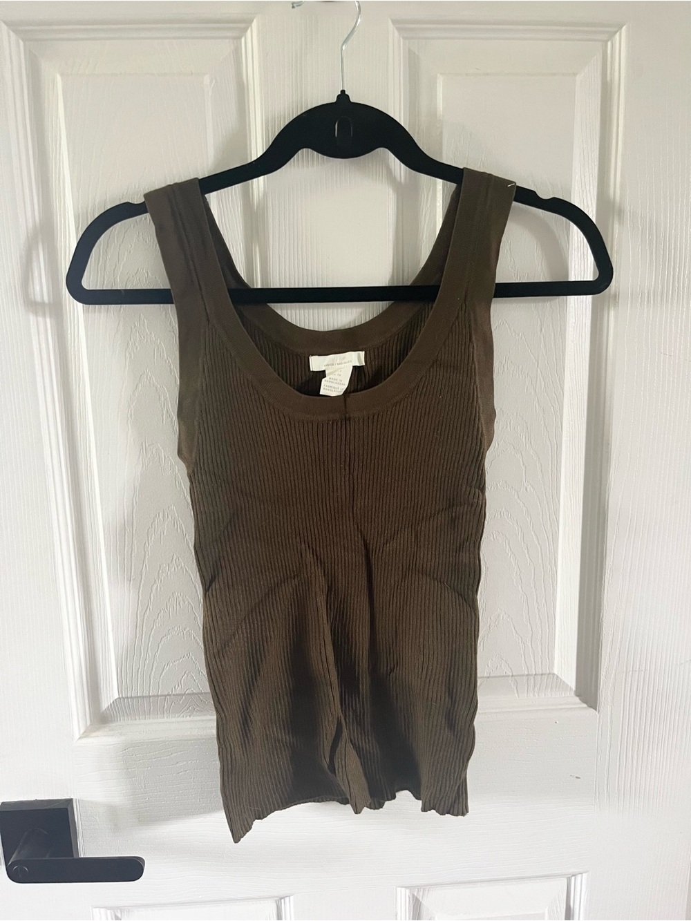 H&M Basics Brown/Olive Green Ribbed Knit Tank Top - Size XS
